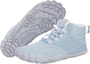 Зимние женские ботинки для пеших прогулок без каблука с утеплителем и меховой подкладкой, комфортные, с нескользящей подошвой, с широкой носочной частью, водонепроницаемые Kgklkax, светло-голубой