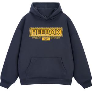 Толстовки Unisex с капюшоном, средней плотности Reebok, темно-синий (желтый)[heavyweight thickened and fleece-lined]