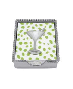 Набор коктейльных салфеток в коробочке с бусинами Mariposa, серебряный