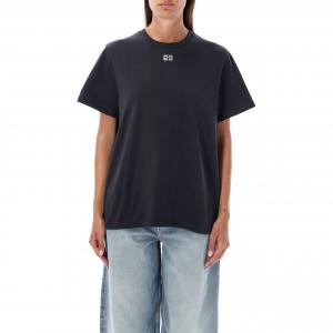 GANNI Черная расслабленная футболка с декором