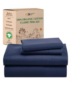Сертифицированные GOTS перкаль из 100% органического хлопка, простыни от California Design Den, синий