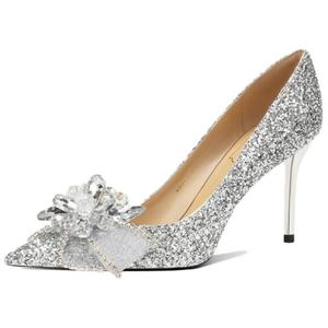 Женские туфли на тонком каблуке и высоком каблуке Zubumei, Silver