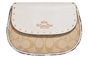 COACH Сумка-седло из текстурированного полотна с элементами змеиной кожи