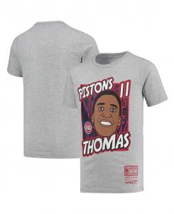 Футболка Big Boys Isiah Thomas Grey Detroit Pistons Hardwood Classics King of the Court Player Mitchell & Ness
