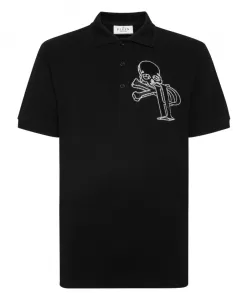 Пике-Поло с кристаллами и проволочным каркасом Philipp Plein, черный