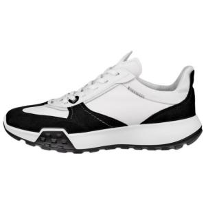 Ecco Ретро кожаные устойчивые к истиранию низкие повседневные кроссовки Men's White Black