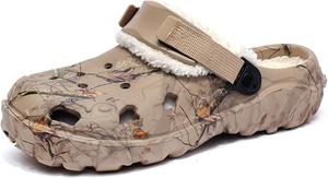 Сабо Armadillo для садоводства для женщин и мужчин, с меховой подкладкой, с памятью формы, теплые пушистые тапочки, зимние водонепроницаемые тапочки для дома и улицы, зимние теплые мягкие домашние тапочки с закрытым носком, унисекс Baimiu, хаки
