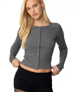 Женский кардиган Shilo с рубчиком Edikted, серый