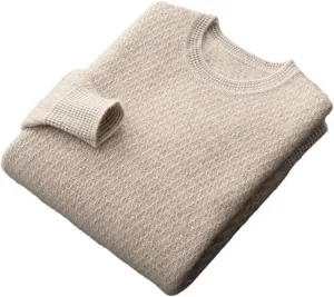 Мужской шерстяной свитер с узором, круглый вырез, длинный рукав