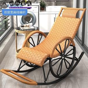 Fantasy Кресло-качалка из ротанга с двойными колесами и широкими желтыми полосами, двойной слой