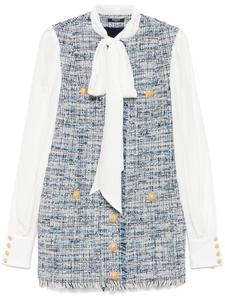 Balmain твидовое платье мини, синий