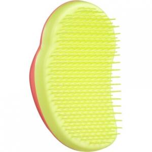 Tangle Teezer Оригинальная расческа для распутывания волос с двухъярусными зубцами, удобный дизайн для ладони, лососево-розовый, ярко-желтый