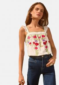 Топ REGULAR FIT - EMBROIDERED SQUARE NECK CAMI . - Blouse Love & Roses, белый