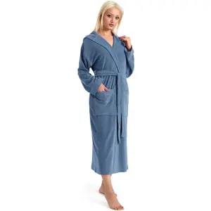 Домашний женский халат my home Jule, идеален для сауны и спа, гостиничный халат, утренний халат, 1 шт., однотонный легкий махровый халат с высоким содержанием хлопка, размеры XS-4XL My Home, светло-голубой