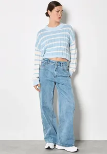 Укороченный джемпер с контрастной полосой Apricot, Sky Blue