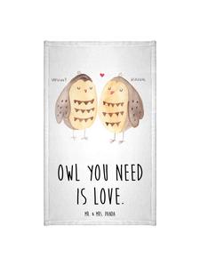 Mr. & Mrs. Panda Белое полотенце с изображением совы и надписью