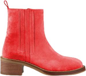 Женские модные ботильоны, средней высоты устойчивый каблук, круглый носок, эластичная верхняя часть, стиль с молнией, повседневные модные ботинки WINDBXYB, Red