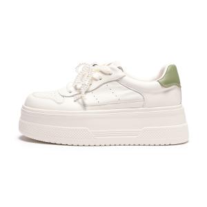 Hotwind Белые кроссовки на платформе дышащие низкие скейтерские женские 66 белый зеленый, цвет 66 White Green