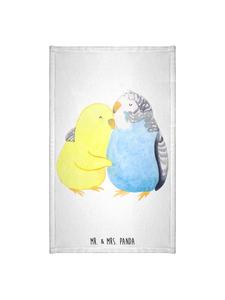 Mr. & Mrs. Panda Махровое полотенце, попугайчик, любовь без слов, белое