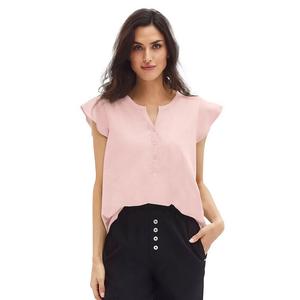 Женская футболка больших размеров Ellos на пуговицах с короткими рукавами, цвет Sandy Pink