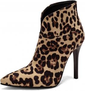 Женские ботильоны на высоком каблуке-стилете CoceMoce, сексуальный заостренный носок, на молнии, на щиколотку, осень-зима, ткань, джинсовая ткань, замша, нарядная обувь для вечеринок, работы, офиса и свиданий, Leopard