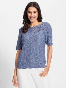 Ажурный свитер из джинсовой ткани синего и белого меланжа WITT WEIDEN