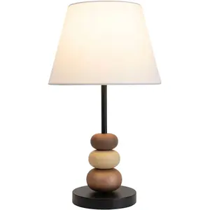 Настольная лампа näve Elina E27, 1 шт. Высота: 50 см, абажур из ткани белого цвета, E27 макс. 40 Вт, кабель питания 150 см черный Näve, коричневый