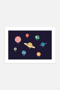 Детский плакат солнечной системы Postery, 50x70 см, синий