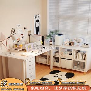 Компьютерный стол Zhenyanxuan L-образный 80x40 см с полками и полукруглым столиком для макияжа, свежий белый