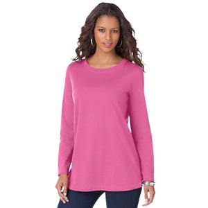 Женская футболка больших размеров с круглым вырезом Roaman Ultimate с длинными рукавами Roaman's, цвет Vintage Rose