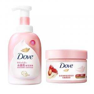 Набор для ухода с пеной для ванны и скрабом успокаивающий кожу 400мл+298г/400мл*2+298г*2/400мл+280г Dove