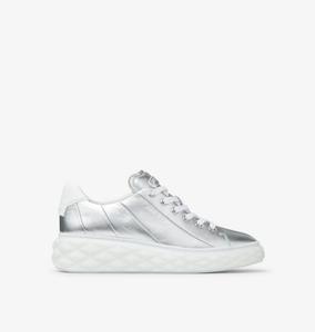 Низкие кроссовки Diamond light maxi из металлизированной кожи Jimmy Choo, серебряный