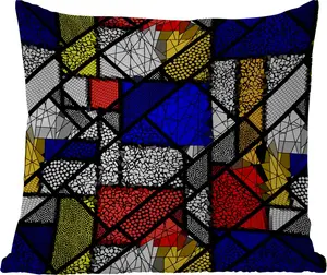 Подушка для улицы - Мондриан - Витраж - Старые мастера - Произведения искусства - Абстракция - Живопись - 60x60 см - Устойчива к атмосферным воздействиям - Подушка для отдыха - Декоративная подушка - Подушка для сна MuchoWow