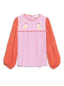 Stella McCartney Kids блузка в стиле колор-блок, розовый
