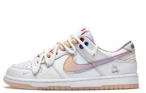 Кроссовки Nike Dunk Skateboarding Shoes Women's Low-top Pink, слоновая кость