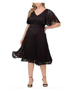 Кружевное коктейльное платье Camille больших размеров Kiyonna, черный