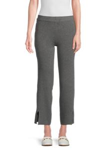 Брюки с ребристым лифом и разрезом спереди Saks Fifth Avenue, цвет Dark Grey