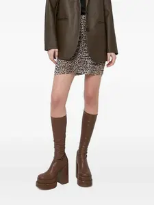 Мини-юбка с леопардовым принтом и сборками Notes du Nord, нейтральный