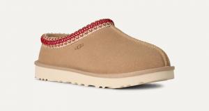 Женские тапочки UGG Tasman II 1174470-SDDR Sand Dark Cherry Suede Slip-On GUG19, бежевый