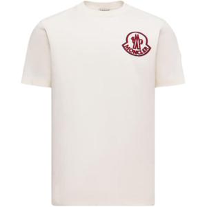 Футболка из хлопка с нашивкой-логотипом Moncler, серый/белый