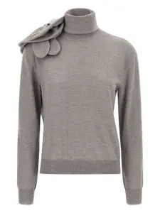 Свитер с высоким воротом и 3D-цветами Moschino, серый