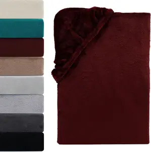 Зимняя простыня на резинке Тедди плюш 90-100x200 см, теплая кашемировая простыня на резинке, бордо Visaggio