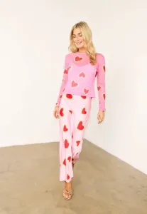 Топ с длинными рукавами и сердечками Never Fully Dressed, Pink