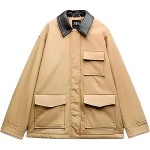 Стеганая куртка женская бежевая Zara