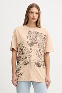 Хлопковая футболка Guess, бежевый