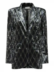 Вельветовый пиджак с ромбовидным узором Pierre-Louis Mascia, черный