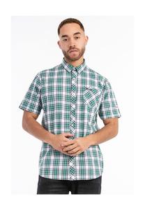 Мужская рубашка с короткими рукавами приталенного кроя BRIXWORTH LONSDALE, цвет White/green/black