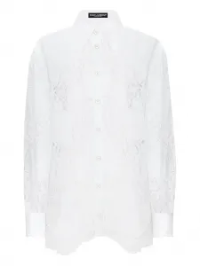 Поплиновая рубашка с цветочной вышивкой DOLCE & GABBANA, белый
