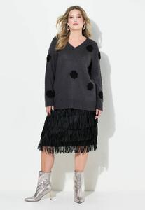 Джемпер MIAMODA 3D BLÜTEN, SEITENSCHLITZE, Charcoal Gray/Grey