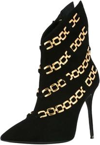 Женские ботильоны FSJ Chic на высокой шпильке с острым носком из искусственной замши с металлическими цепочками, короткие ботинки, изящная обувь для коктейля, размеры 4-16 US, Black